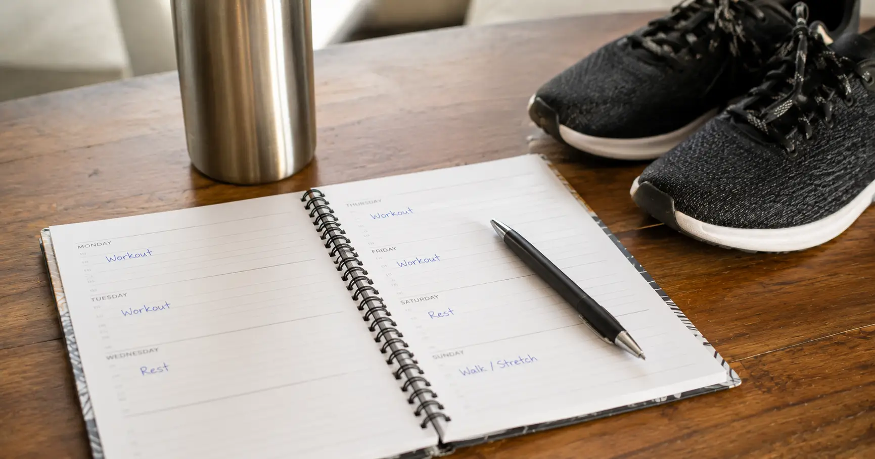 Weekly workout schedule planner showing how often should you work out by goal