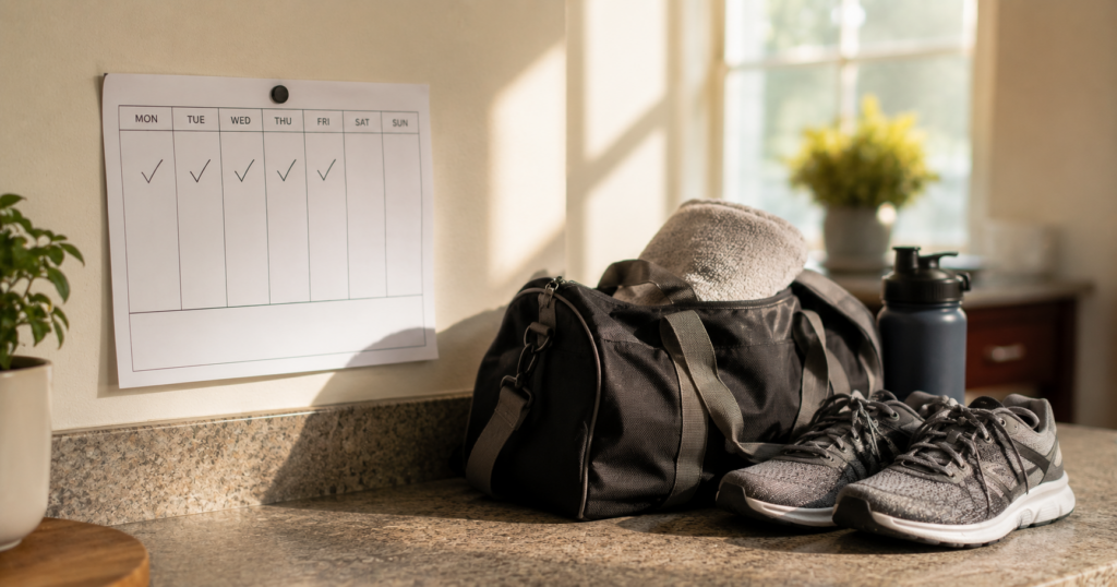 Person checking in at a 24/7 gym to build a workout habit one session at a time